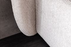 Modernes Boxbett ART DECO 180x200cm greige Bouclé mit Stauraum und Lattenrost