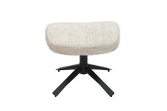 Drehbarer Hocker CLOUD champagner beige Chenillestoff schwarz Metall Fußhocker
