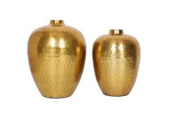 Elegantes Vasen 2er Set ORIENTAL 32cm gold im Rice Hammerschlag Design