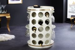 Design Weinfass BODEGA WHITE 70cm weiß gold Pinie Flaschen Gläseraufhängung