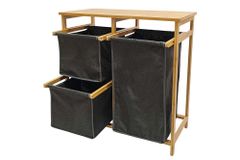 Massivholz Wäschekorb LAGOON SPA 70cm natur grau Bambus drei Wäschebeutel waschbar