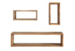 Massives Wandregal 3er Set HEMINGWAY 94cm braun aus Mangoholz