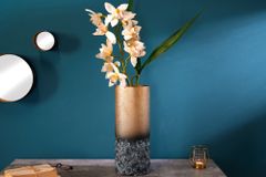 Dekorative Vase ABSTRACT 40cm gold Metall Patina handmade