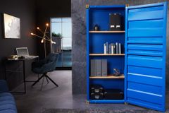 Design Aktenschrank GLOBETROTTER 180cm blau Eisen Container Upcycling Industrial