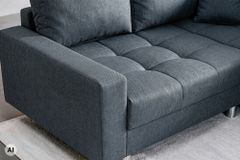 Moderne Wohnlandschaft KENT 220cm anthrazit Ecksofa Federkern inkl. Hocker und Kissen