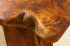 Massivholz Bank ROOT 100cm braun natur Teak Baumstamm