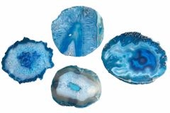 4er Set Untersetzer für Gläser COASTER 10cm blau Edelstein Achat Quarz handmade