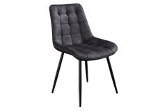 Design Stuhl ROADSTAR grau Samt schwarze Metallbeine