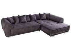 Modernes XXL Ecksofa DECADENCIA 320cm dunkelgrau Samt inkl. Kissen Bigsofa