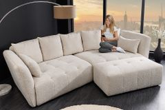 Modernes Big Sofa ROYAL 295cm champagner beige Bouclé Federkern XXL-Couch