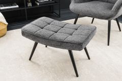 Moderner Hocker SCANDINAVIA grau Strukturstoff Metallbeine Fußhocker
