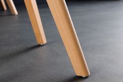 Design Stuhl SCANDINAVIA MEISTERSTÜCK transparent weiß Kunststoff Buchenholz natur