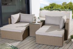 Outdoor Gartenlounge Set XXL MODULAR natur Polyrattan Sitzgruppe wetterfest inkl. Kissen