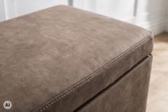 Truhenbank LOFT 100cm antik taupe Microfaser Sitzbank mit Stauraum Metall schwarz