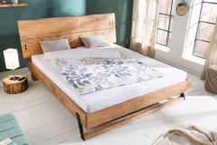 Massivholz Bett AMAZONAS 180x200cm Akazie Baumkante natur Doppelbett