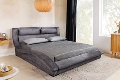 Bett SWING 160x200cm grau Vogue Seiden Samtstoff