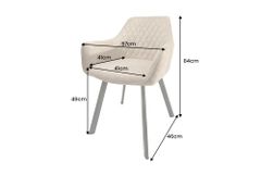 Design Stuhl PALERMO beige Microfaser mit Armlehne und Ziersteppung