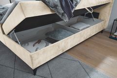 Design Boxbett DECADENCIA 180x200cm beige Samt mit Stauraum Matratze Topper