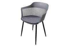 Design Stuhl AIRE grau Kunststoff Stahlgestell Indoor Outdoor inkl. Kissen