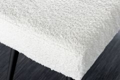 Design Sitzbank BOUTIQUE 100cm weiß Bouclé schwarze Metallbeine Polsterbank