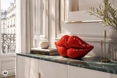 Glamouröse Deko-Figur DISCO LIP 35cm rot Glas-Mosaik-Design handmade
