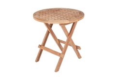 Wetterfester Beistelltisch EMPIRE TEAK 50cm Massivholz rund klappbar Outdoor Gartentisch