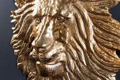 Goldene Wanddeko WILDLIFE LION 35cm gold Metall Löwenkopf-Skulptur handmade
