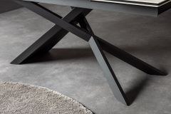 Ausziehbarer Esstisch EUPHORIA 180-220-260cm weiß Carrara Oro Keramik schwarz Metall