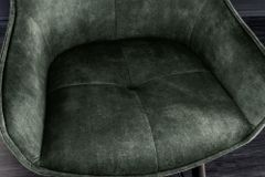 Design Barhocker EUPHORIA dunkelgrün Samt schwarze Metallbeine Barstuhl mit Lehne