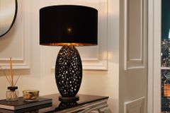 Design Tischlampe ABSTRACT LEAF schwarz Metall Marmorfuß handmade