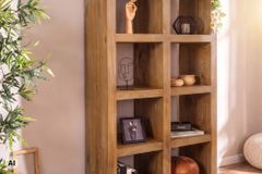 Massives Regal MAKASSAR 180cm braun honey finish Mangoholz 8 Fächer handmade