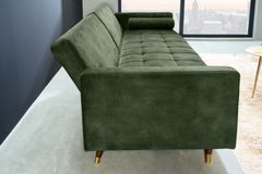 Modernes Schlafsofa COUTURE 200cm grün Microvelours 3-Sitzer Couch mit Schlaffunktion