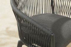 Drehbarer Stuhl ROPE anthrazit Aluminium Gartensessel inkl. Kissen In- und Outdoor