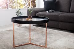 Extravaganter Couchtisch MODULAR 60cm matt schwarz kupfer rund inkl. Tablett