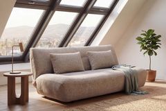 Modernes Schlafsofa ELYPSE 200cm greige Chenille 3-Sitzer Couch inkl. Kissen