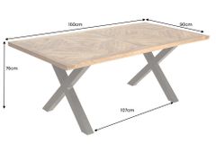 Massiver Esstisch INFINITY HOME 160cm natur schwarz Mangoholz Industrial Design X-Gestell