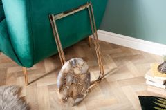 Runder Beistelltisch NOBLE I 35cm Edelstein Achat klappbar goldenes Metallgestell