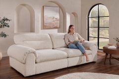 4-Sitzer Sofa SIXTH SENSE 245cm beige Bouclé-Strickstoff mit Nosagfederung und Daunenfedern