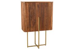 Design Highboard GATSBY 125cm braun mattgold Mangoholz Retro