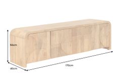 Massives TV-Board ART DECO 170cm cream finish beige Mangoholz abgerundet