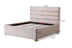 Modernes Boxbett METROPOLITAN 180x200cm beige Samt mit Lattenrost und Stauraum