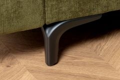 Ecksofa KENT 220cm grün Bicolor Chenille Federkern inkl. Hocker und Kissen