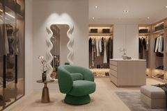 Drehbarer Design Sessel BOSSA NOVA 80cm moosgrün Bouclé