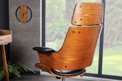 Höhenverstellbarer Bürostuhl MANHATTAN Kunstleder Walnuss mit Armlehne Retro Design