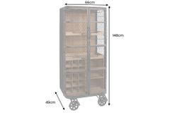 Design Barschrank LOFT 150cm natur Pinienholz Metall mit Flaschenregal