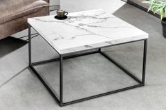 Moderner Couchtisch ARCHITECTURE 60cm weiß Marmor-Design Metallgestell