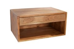 Hängender Nachttisch PURE 50cm braun Akazie Massivholz honey finish Schublade
