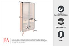 Massive Vitrine SEVEN SEAS 150cm natur Pinie Industrial-Türen Metall Barschrank