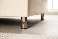 Moderne Wohnlandschaft KENT 220cm champagner beige Vogue Velours Samt Federkern mit Hocker