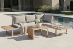 Wetterfestes Gartenmöbel Set IBIZA MODULAR LOUNGE 250cm champagner greige Aluminium